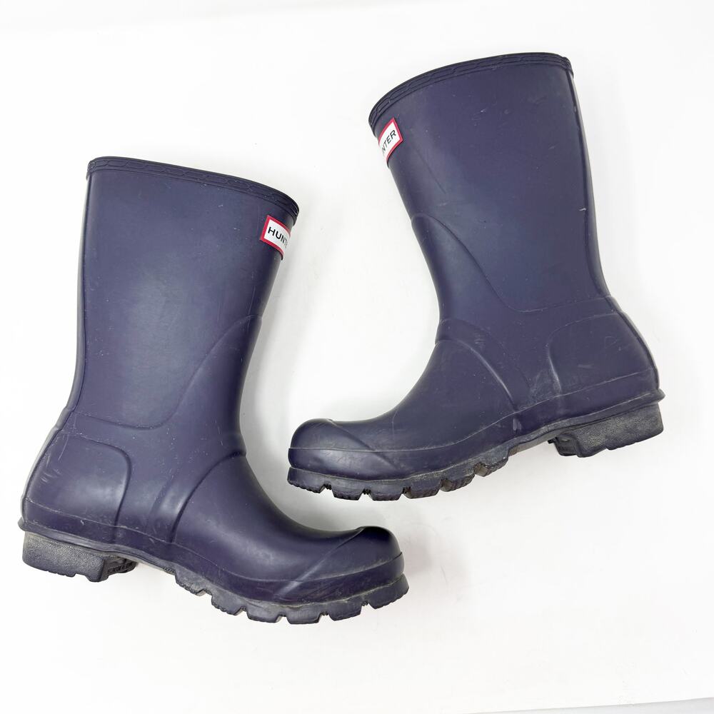 Hunter Matte Navy Original Short Rain Boots Women's Sz 6 VGUC Pull On Waterproof - Picture 7 of 10